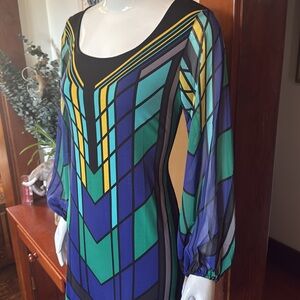 NWT Style&Co size small Geometric Patterned Dress with Sheer Sleeves